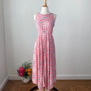 SUNDANCE Sleeveless Pink Abstract Print Maxi Dress, 8